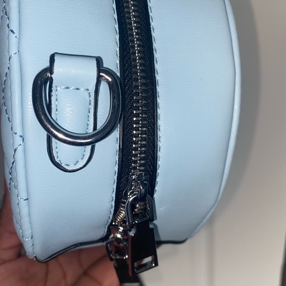 LIGHT BLUE STUDDED Lozenge Pattern Crossbody Bag - Picture 4 of 5